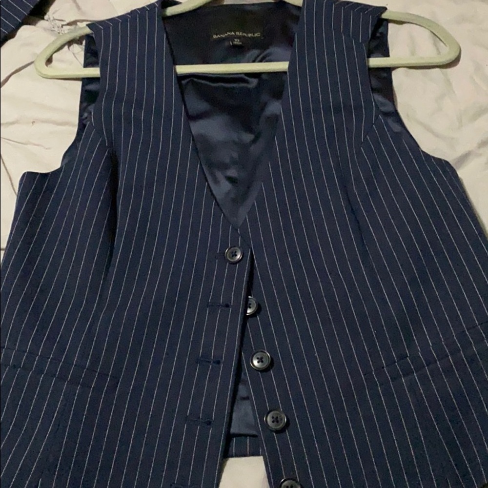 Navy pinstriped vest